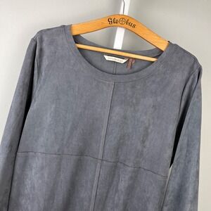 Soft Surroundings Petite Gray‎ Shift Dress Womens PL Faux Suede Microfiber